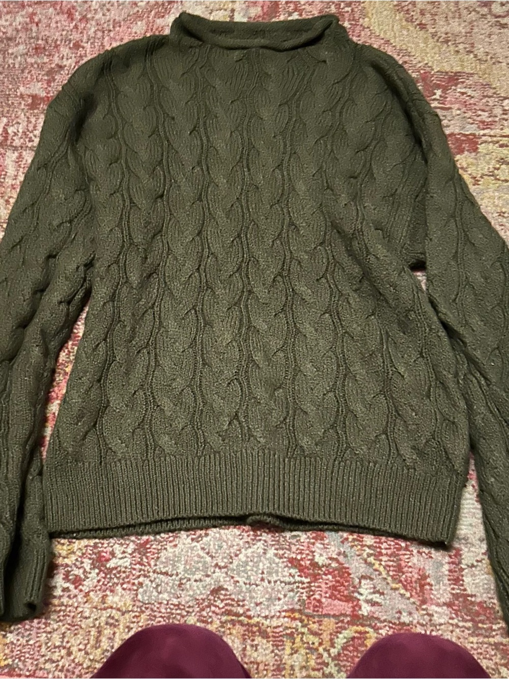 J.Crew Roll Neck Olive Cable Knit Women's Sweater size medium NWOT